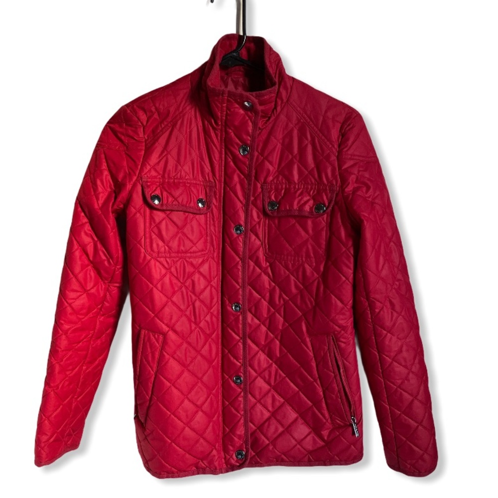 Michael Kors Quilted Riding Jacket Red Size XS Full Zip Spring Coat